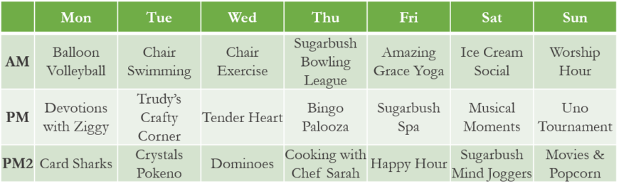 activities calendar activities calendar